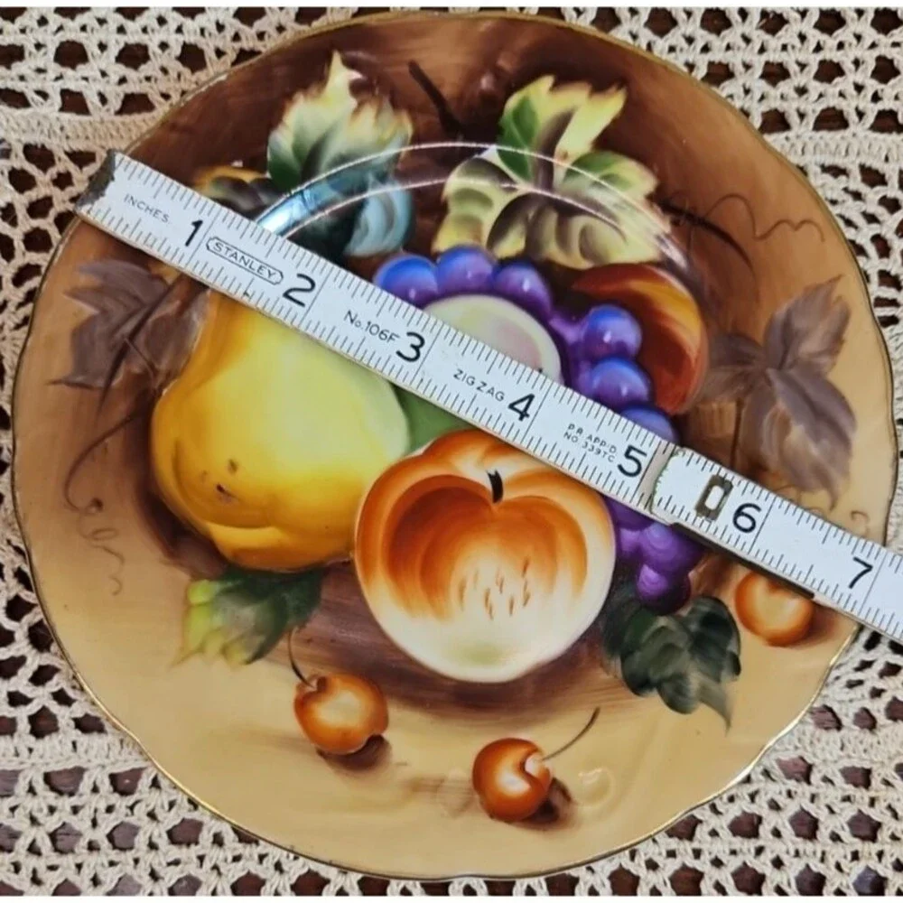 Vintage Lefton China #562 Hand Painted Plate Decorative Fruit 7"_5